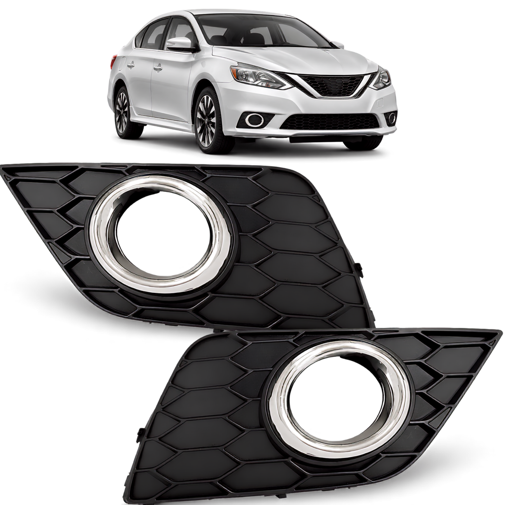 Par de Rejillas Cromadas para Fascia con Hoyo Nissan Sentra 2016–2019
