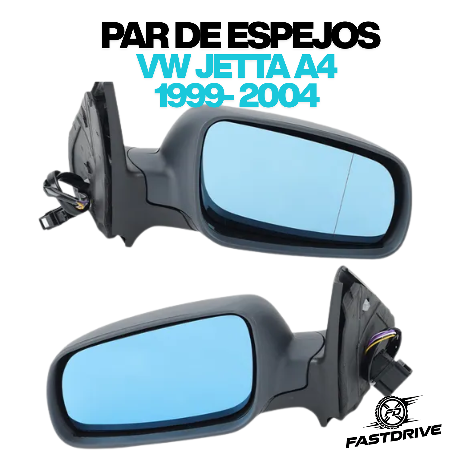 Par De Espejos Eléctricos Golf, Jetta A4 1999 A 2007 Luna Azul