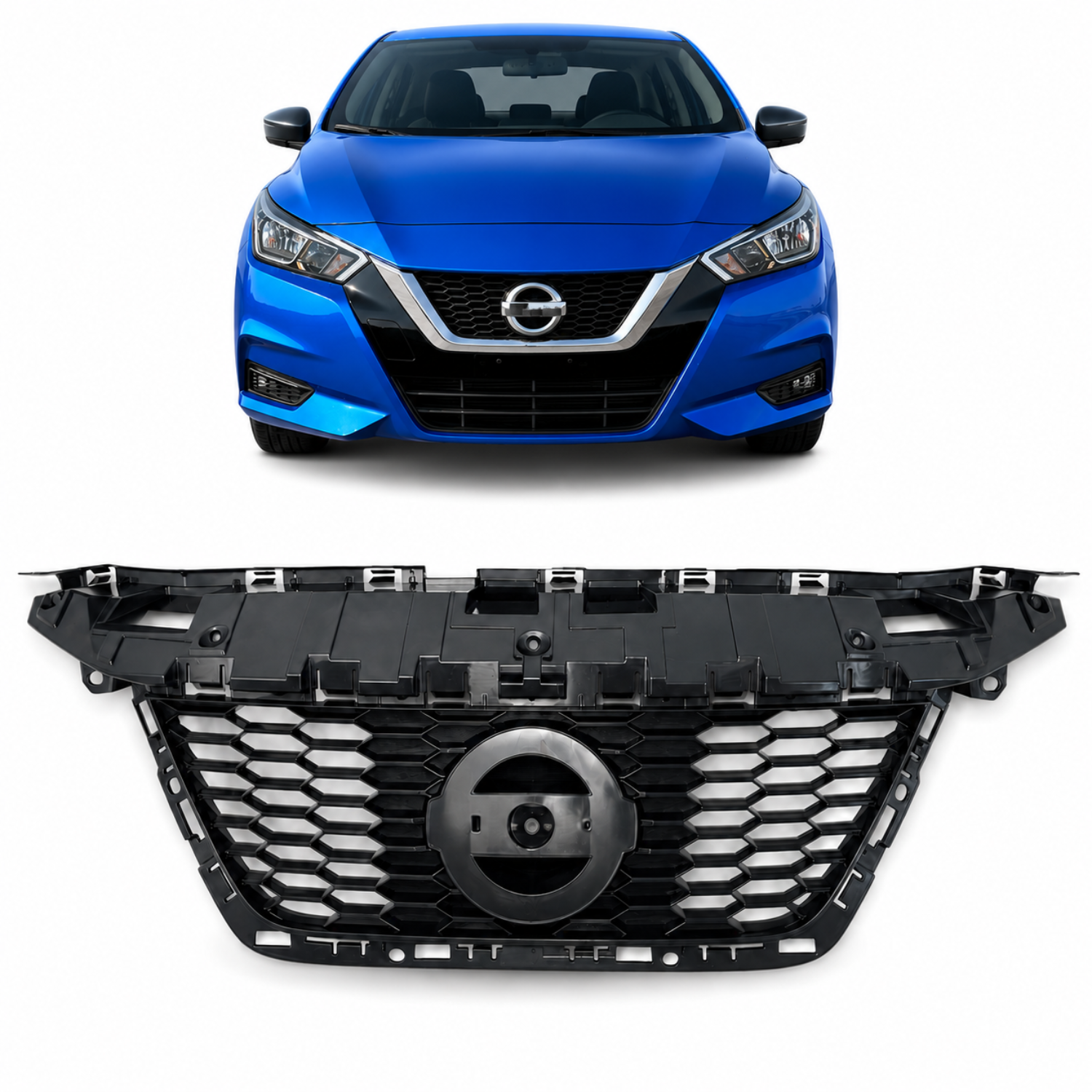 Parrilla Frontal sin Moldura Compatible con Nissan Versa 2020–2022 Tipo OEM