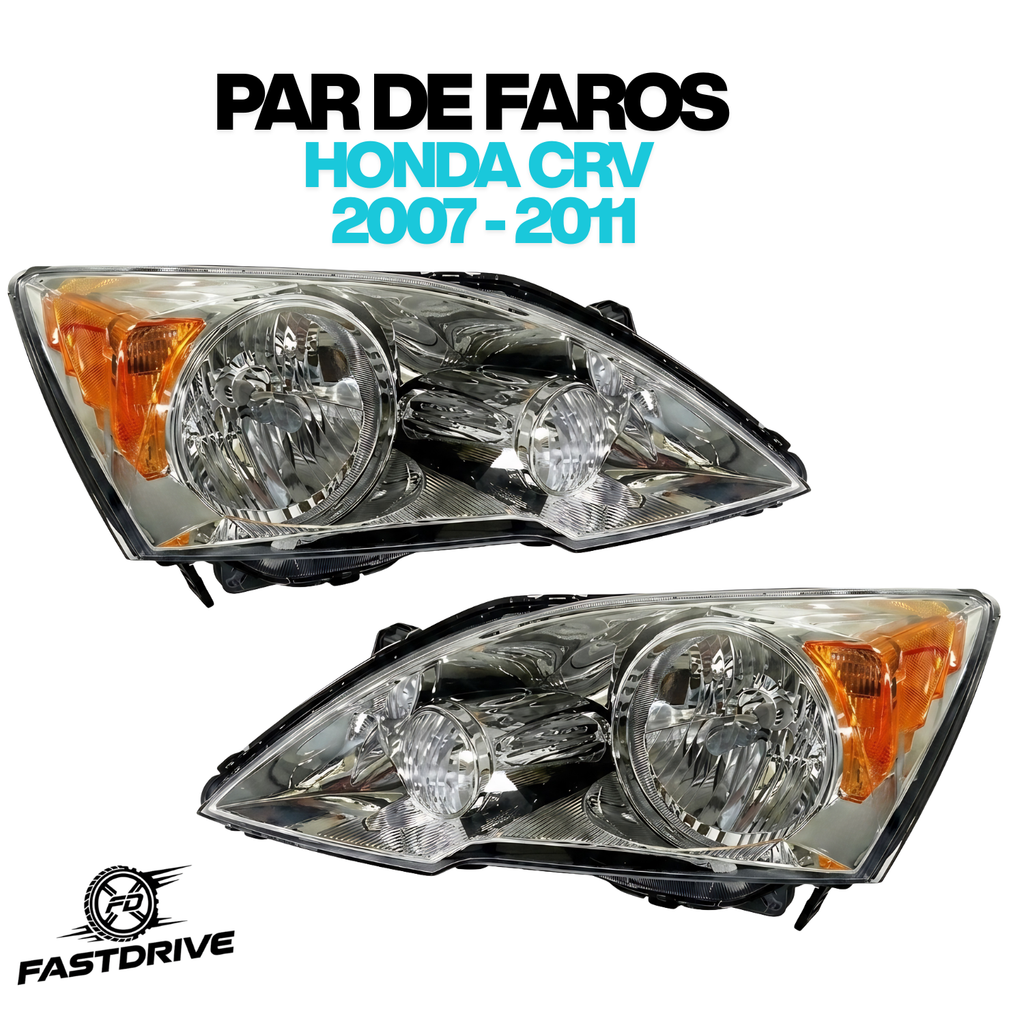 Par De Faros Para Honda Crv 2007 A 2011 Fondo Cromado