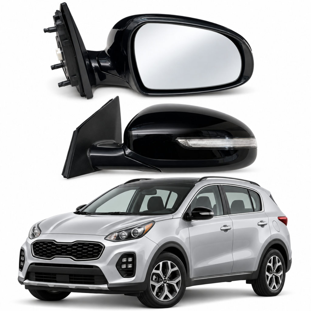 Par de Espejos Eléctricos Abatibles con Direccional LED para Kia Sportage 2016 a 2022, 8 Pines