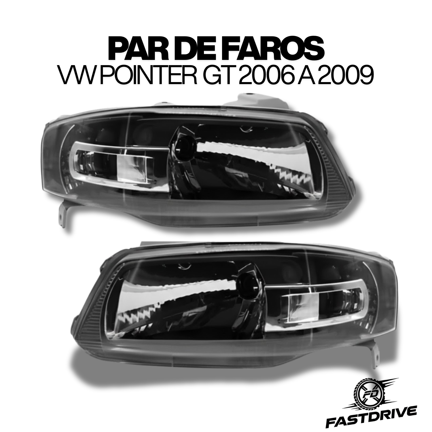 Par De Faros Vw Pointer Gt Fondo Negro 2006 A 2009 Fastdrive