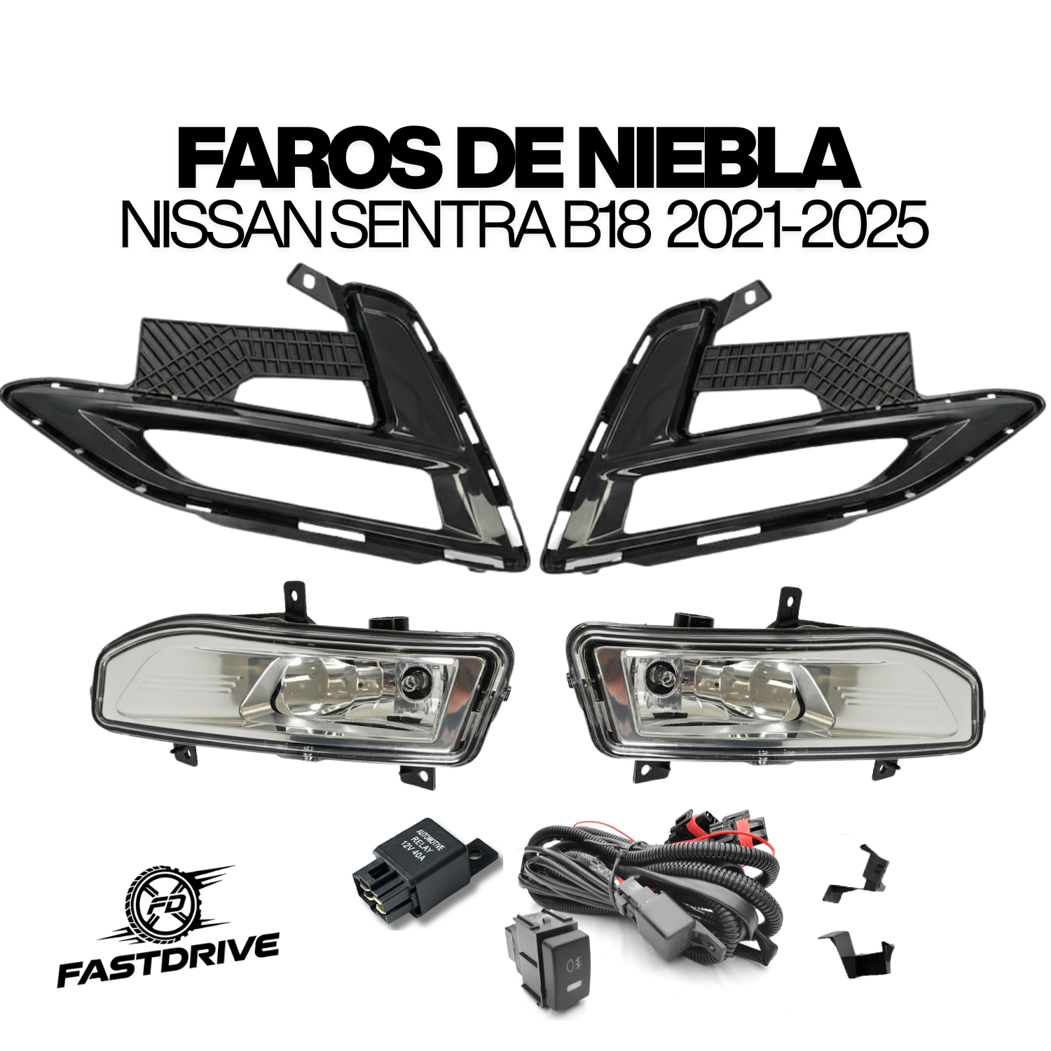 Kit de Faros Niebla Nissan Sentra 2021 A 2025 Con Focos Y Arnes