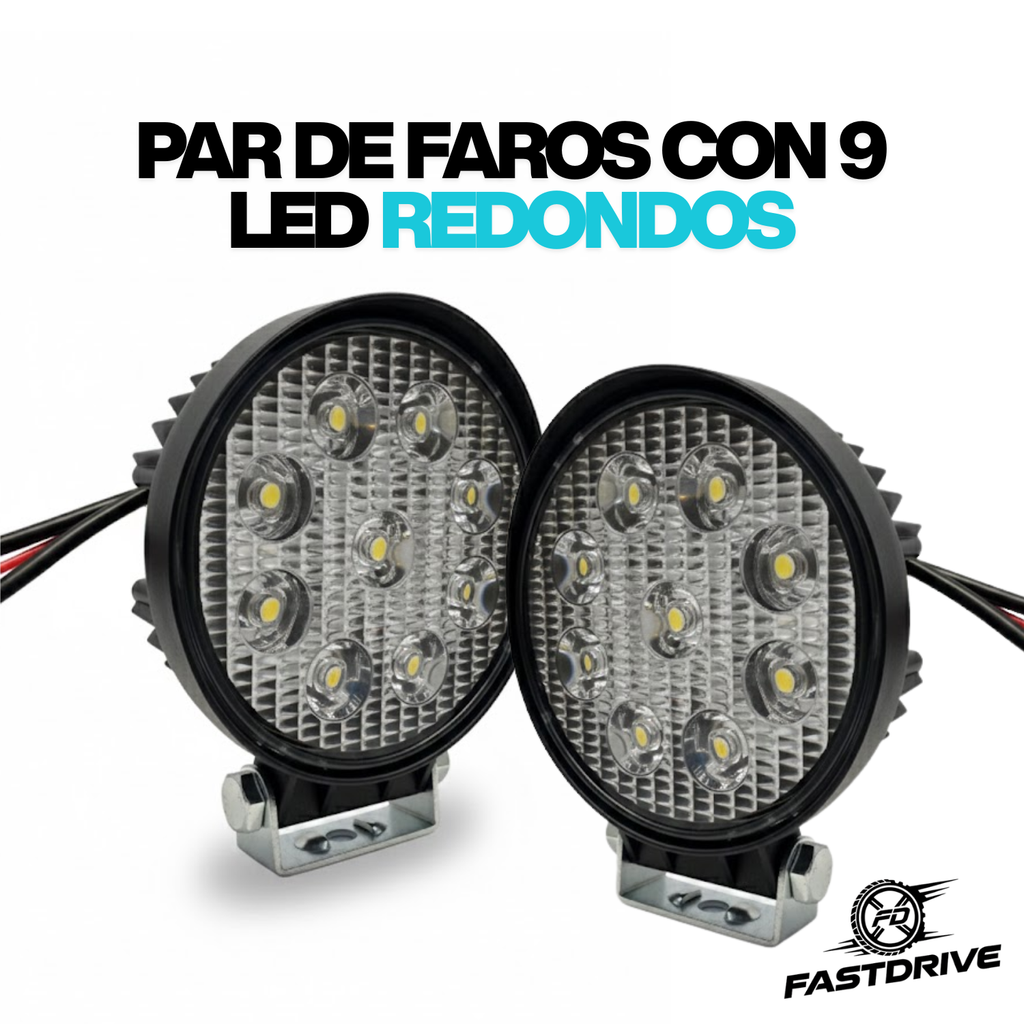 Par Faros Led Redondo 100% Aluminio Disipador Grueso