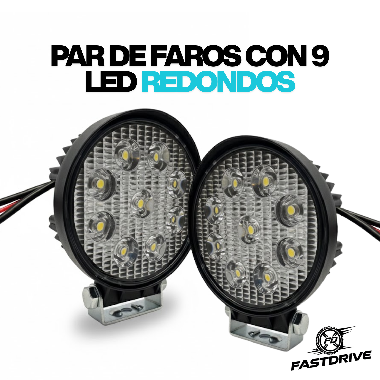 Par Faros Led Redondo 100% Aluminio Disipador Grueso