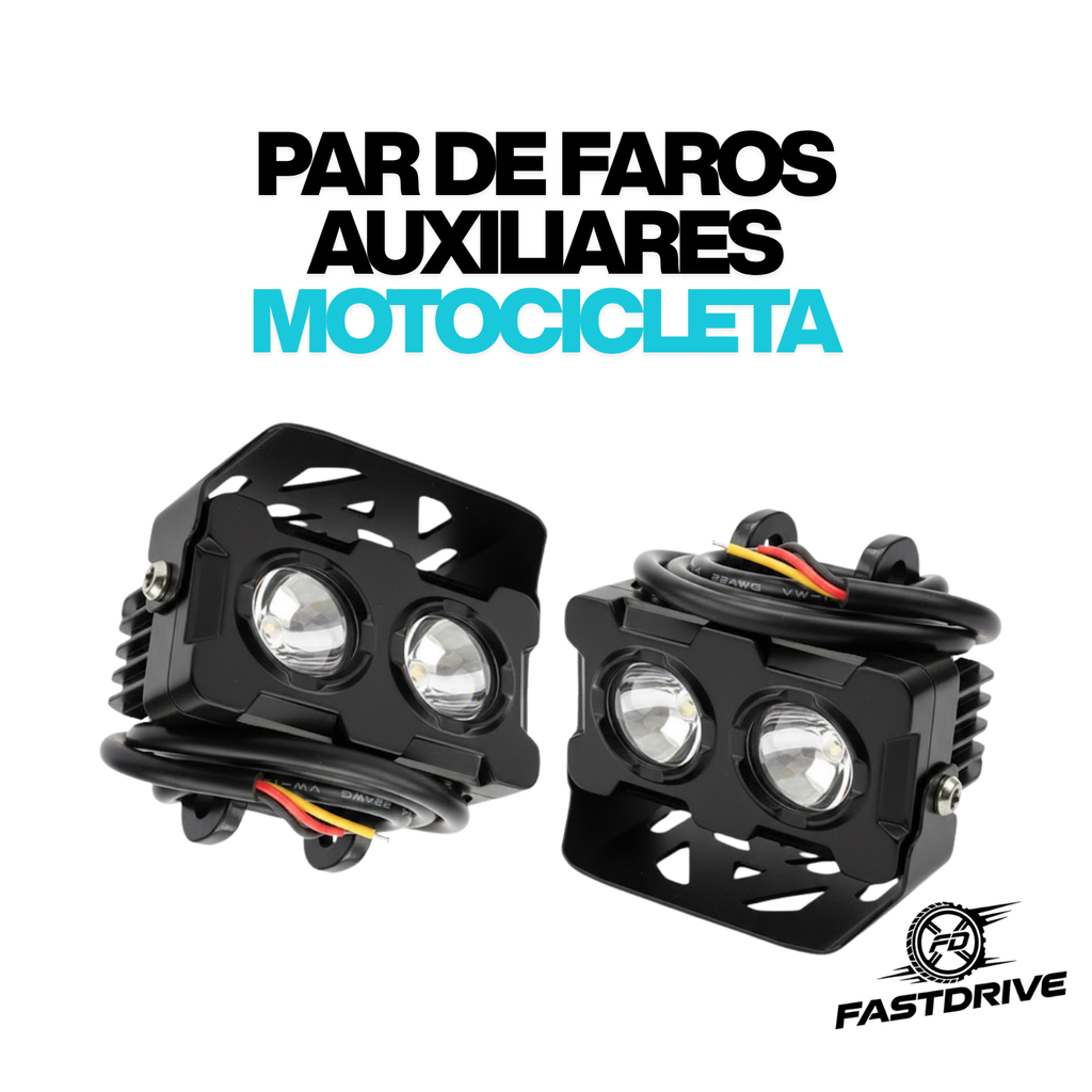 Par De Faros Auxiliares Lupa Doble Color Luz Auto/moto/Trailer/Camioneta