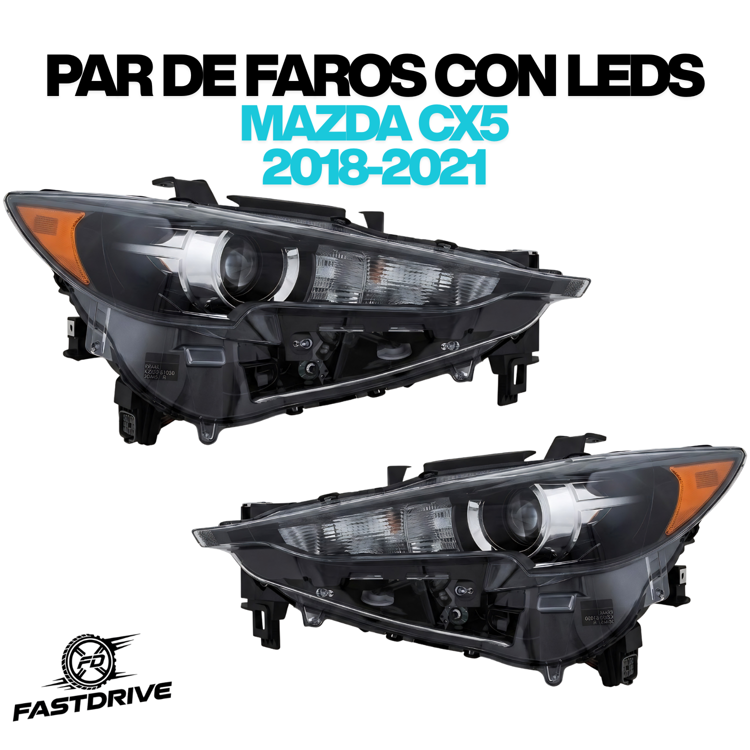 Par De Faros Para Mazda Cx5 2018 A 2021 Con Lupa Fondo negro