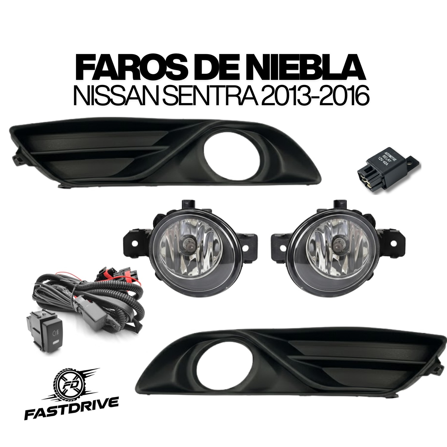 Kit Faros Niebla Nissan Sentra 2013 A 2016 Con Arnés Fastdrive