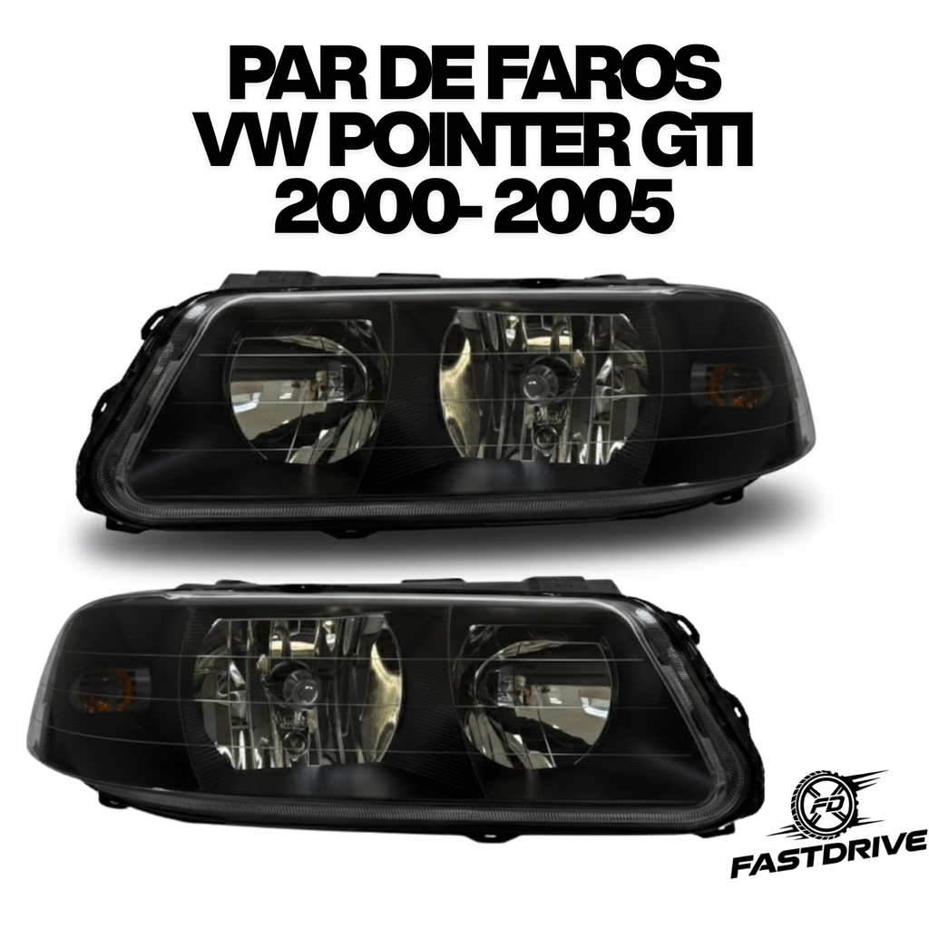 Par De Faros Pointer Gti Negro 2000 A 2005 Con foco Fastdrive
