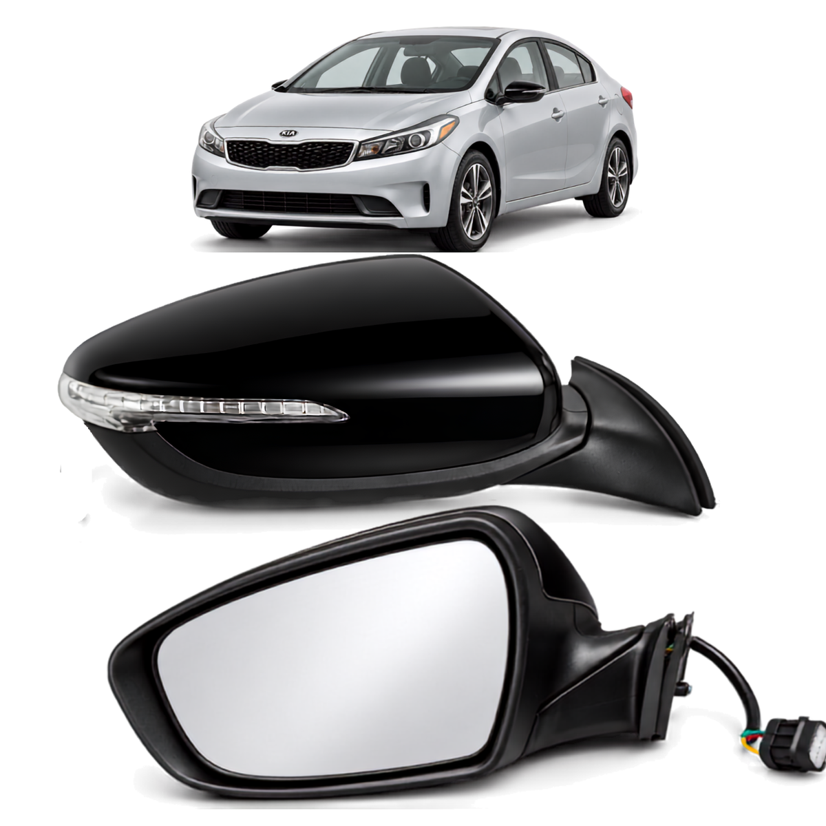 Par de Espejos Eléctricos con Direccional para Kia Forte 2016 a 2018, 6 Pines