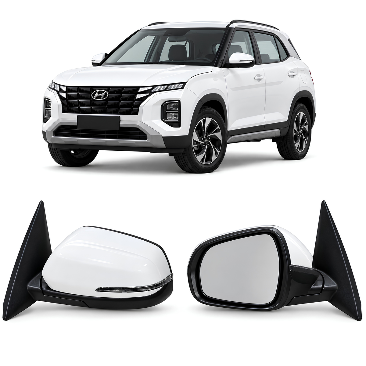 Par de Espejos Eléctricos Plegables para Hyundai Creta 2021 a 2025, 7 Pines