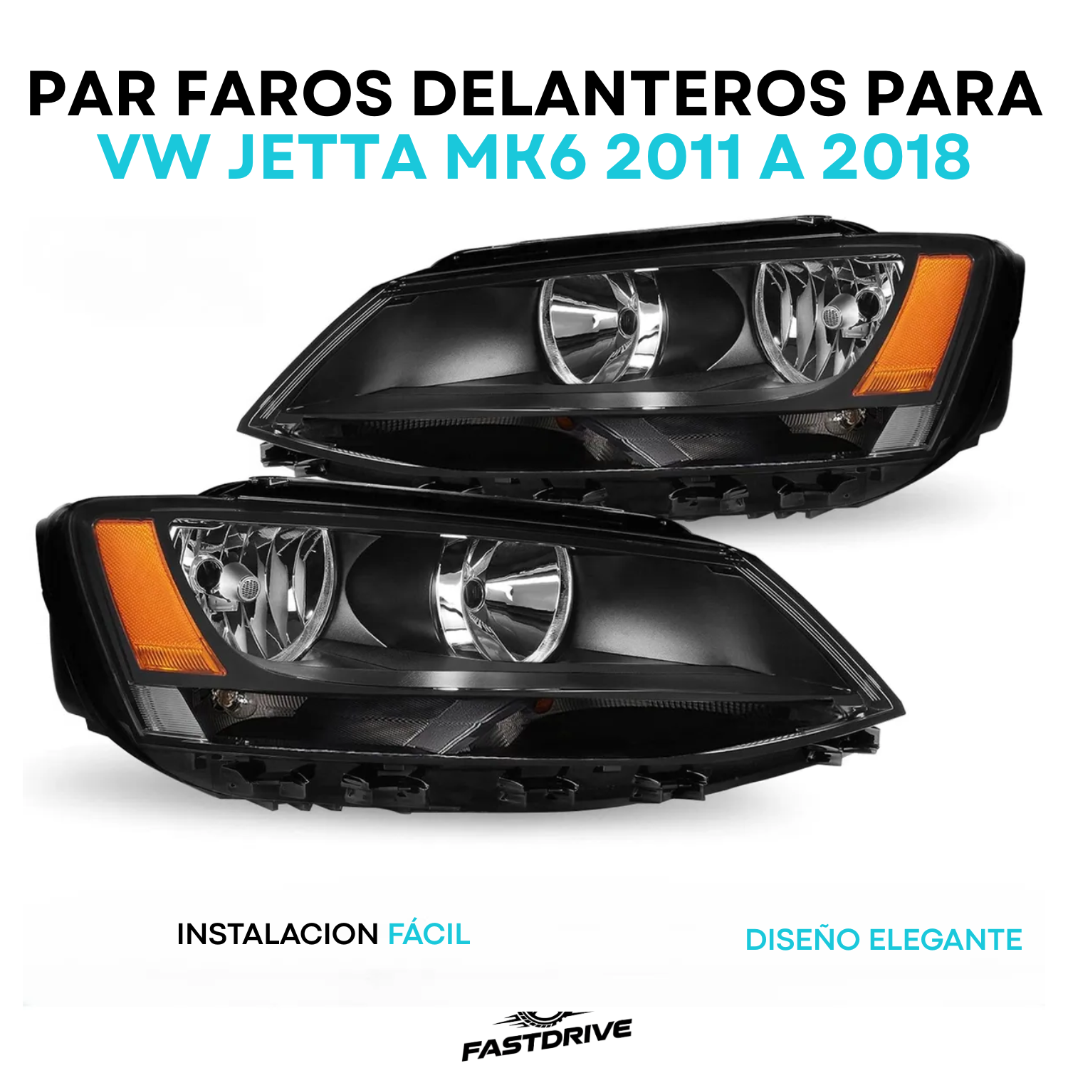 Par De Faros Delanteros Jetta Mk6 2011 A 2018 Doble Foco