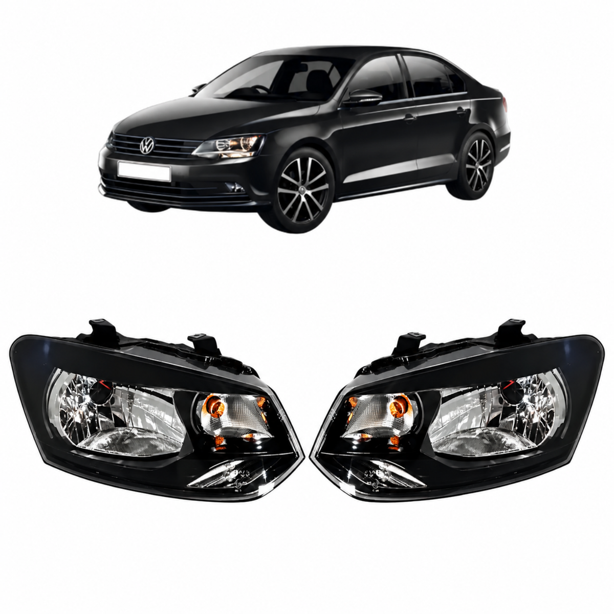 Par de Faros con Motor para Vento 2014 a 2015 Fondo Negro