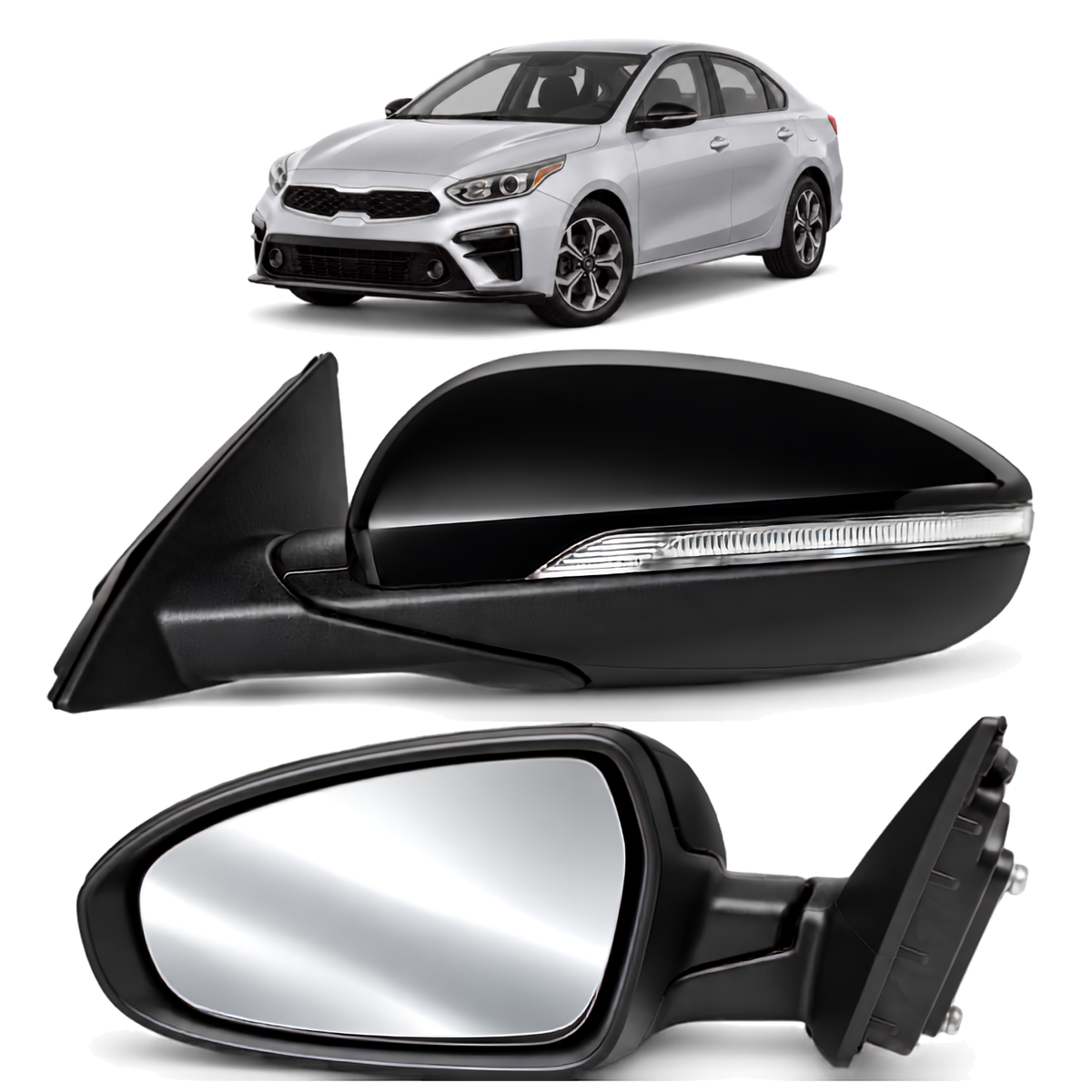 Par de Espejos Eléctricos con Direccional para Kia Forte 2019 a 2024 de 8 Pines