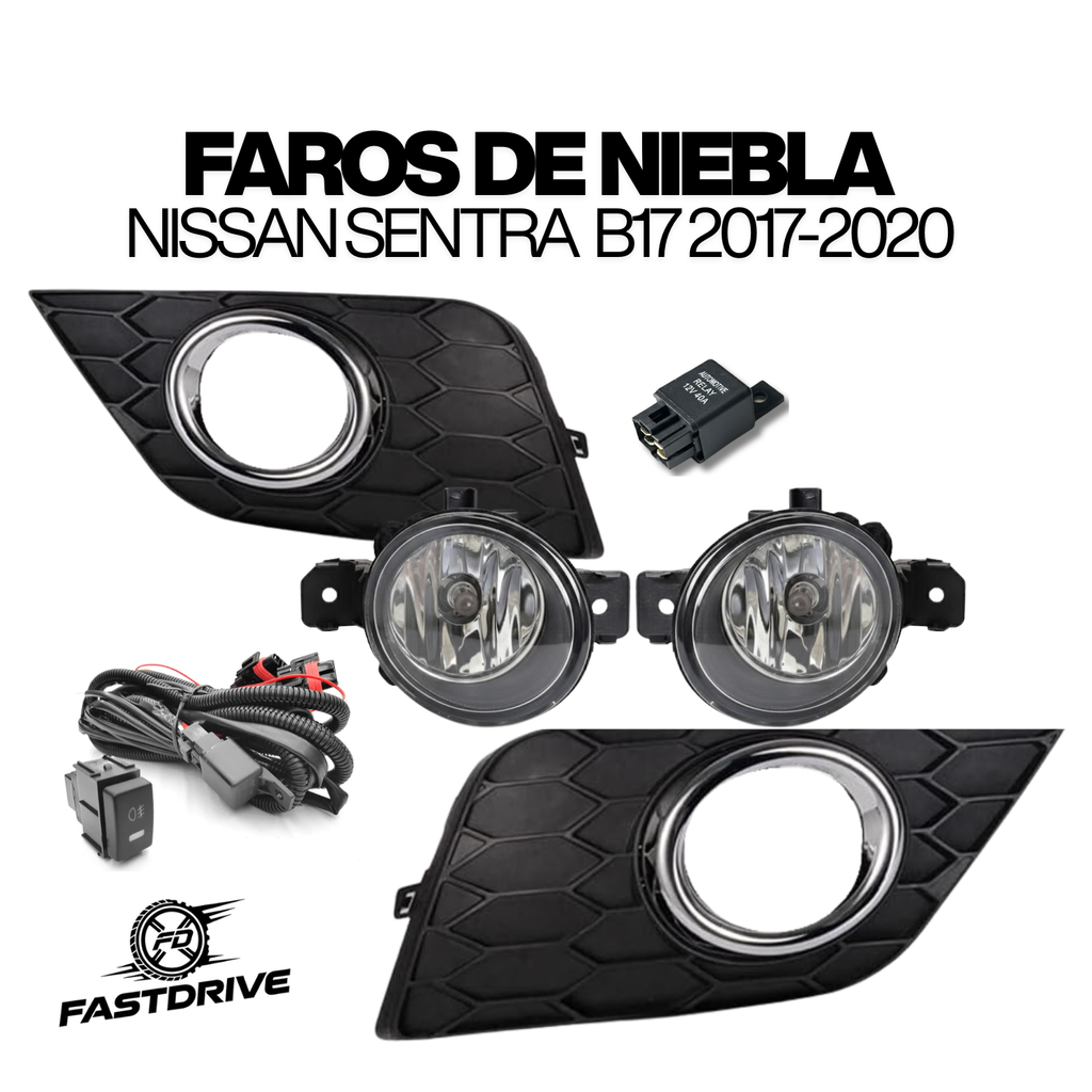 Kit de Faros Niebla Nissan Sentra 2017 A 2020 Con Focos Y Arnes