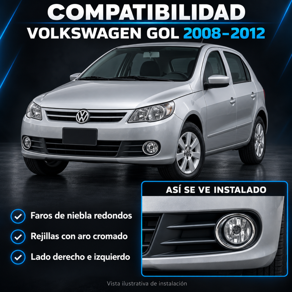 Kit de Faros de Niebla para Gol 2008 a 2012 Tipo Original con Focos