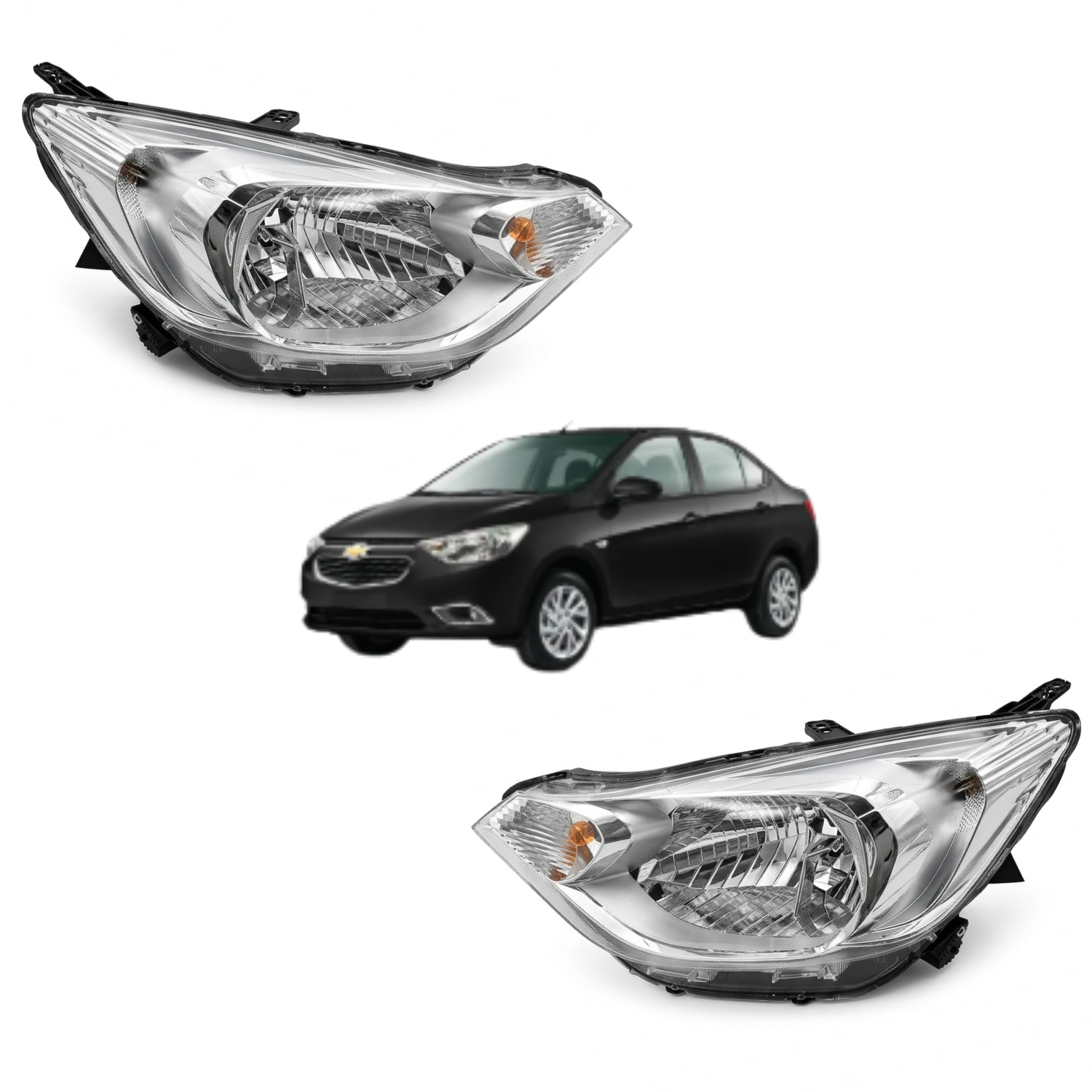 Par De Faros Aveo 2018 A 2023 Cromado C/motor Fastdrive