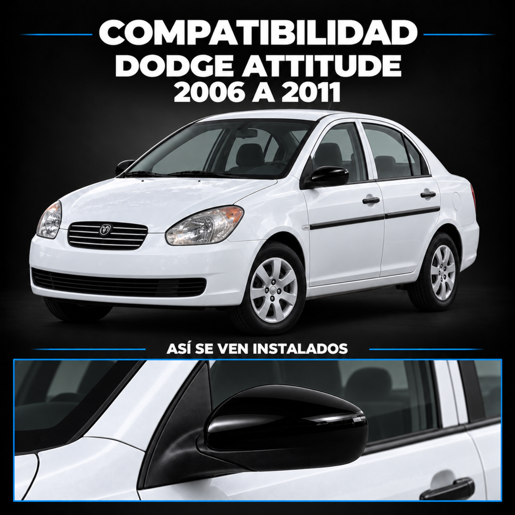 Par de Espejos Laterales Manuales para Dodge Attitude 2006 a 2011