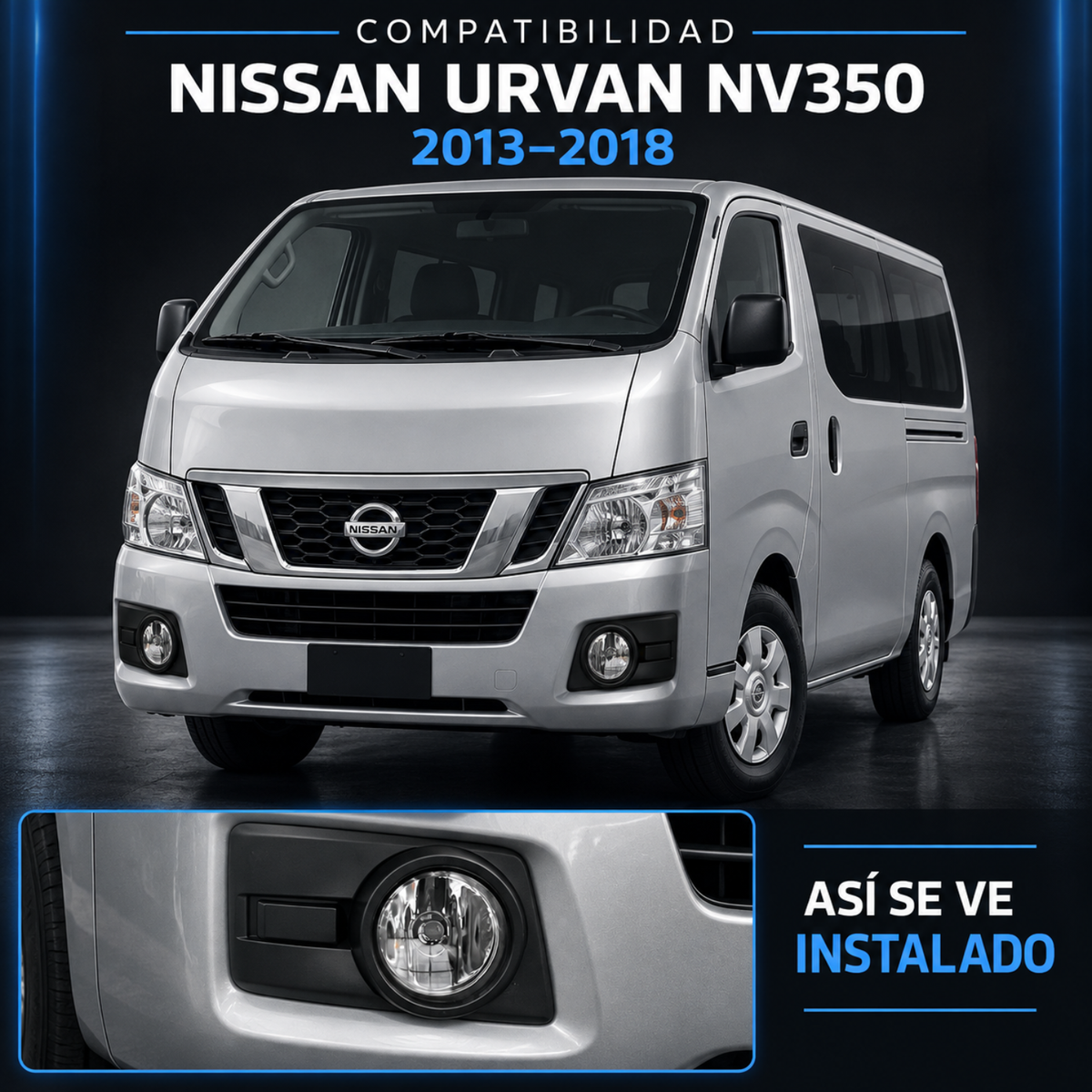 Kit de Faros de Niebla Tipo Original para Nissan Urvan NV350 2013 a 2018
