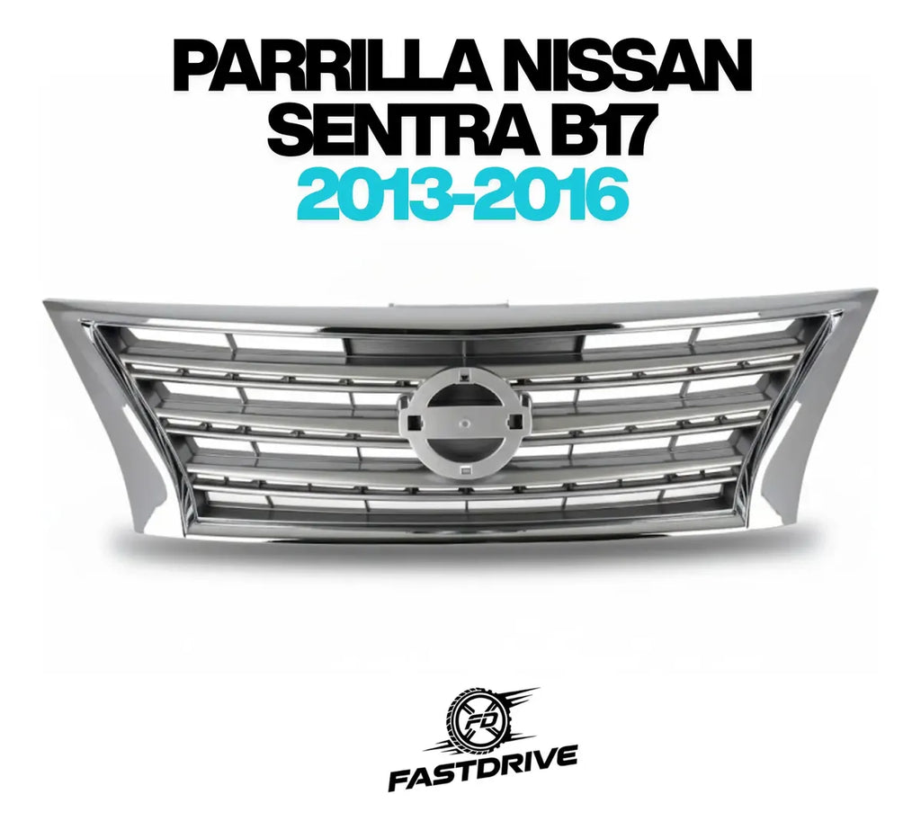 Parrilla Nissan Sentra 2013 A 2016 Plateada Con Filo Cromado