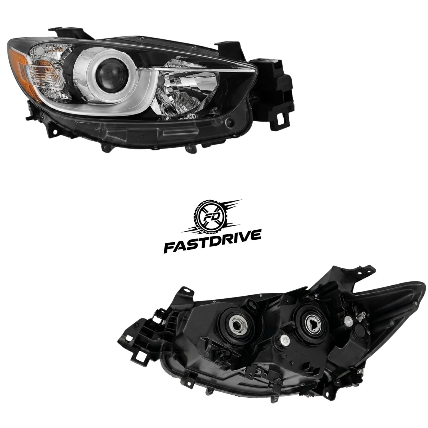 Par De Faros Mazda Cx5 2013 A 2017 Con Lupa Fondo Negro