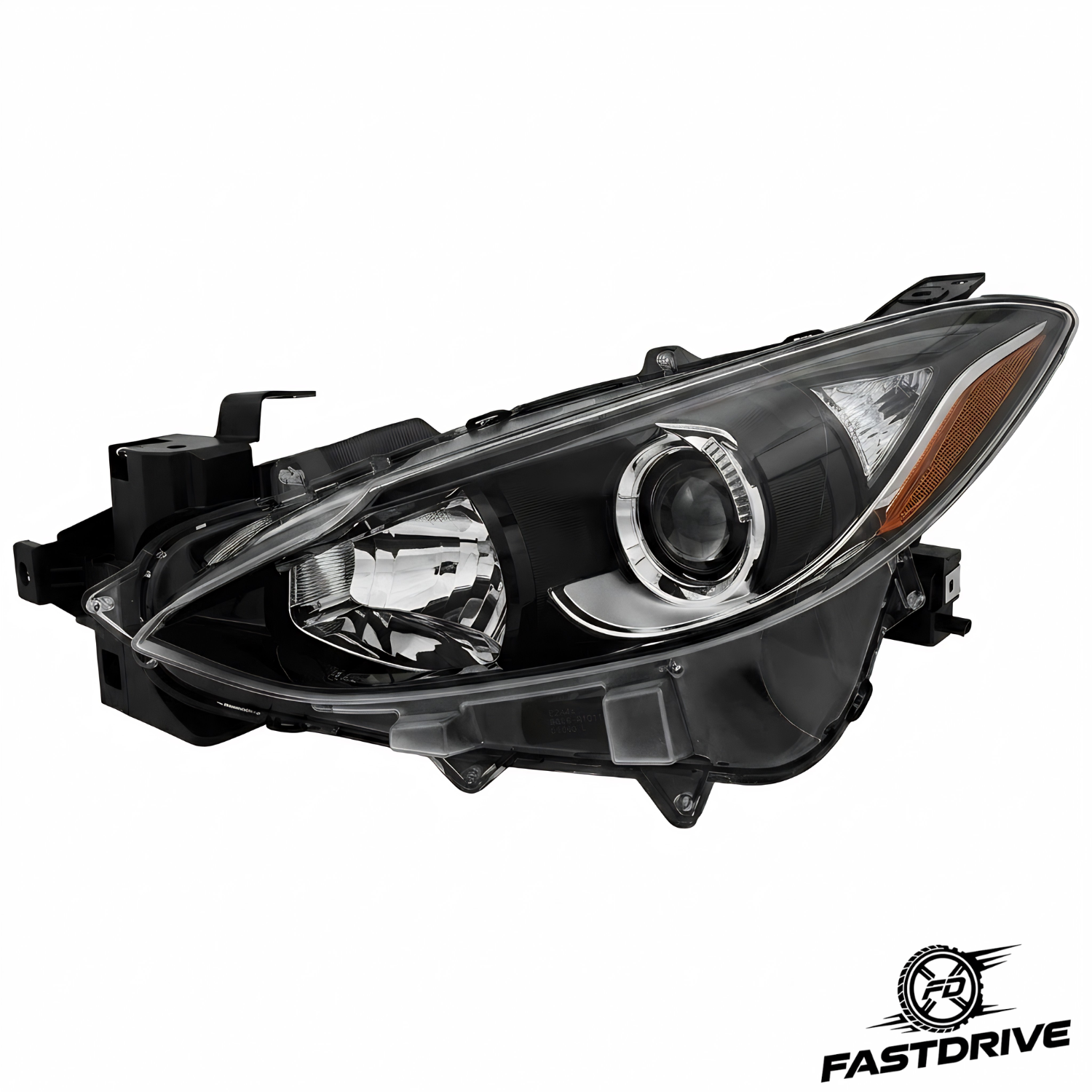 Par De Faros Para Mazda 3 2014 A 2016 Con Lupa Fondo Negro