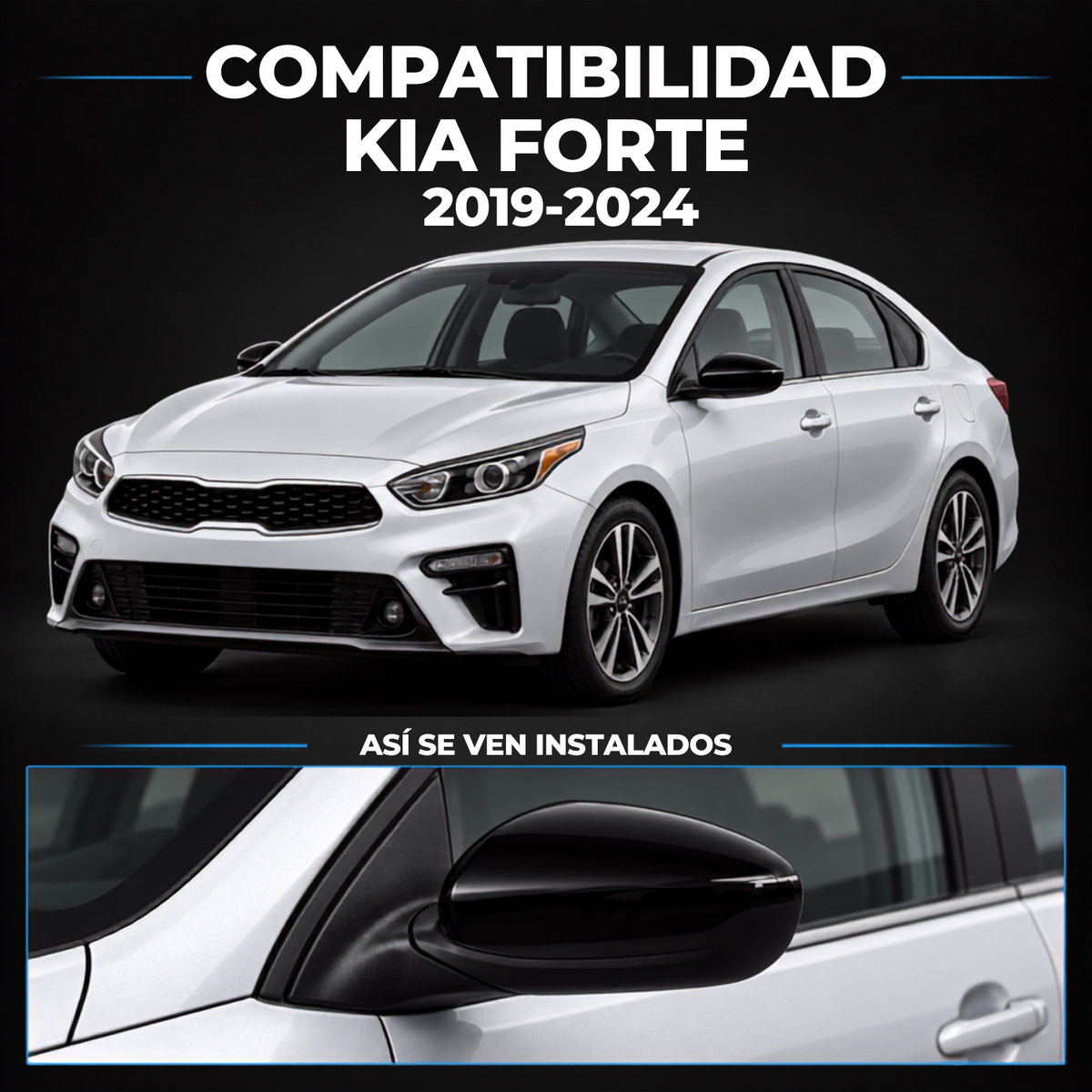 Par de Espejos Eléctricos para Kia Forte 2019 a 2024 de 3 Pines