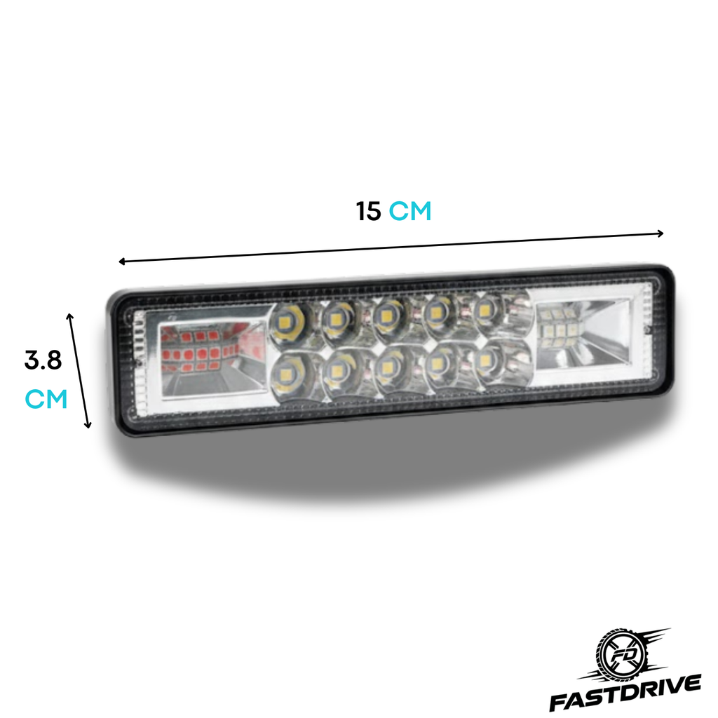 2 Faros Con 16 Leds Cada Barra, Cob de Emergencia color rojo y azul