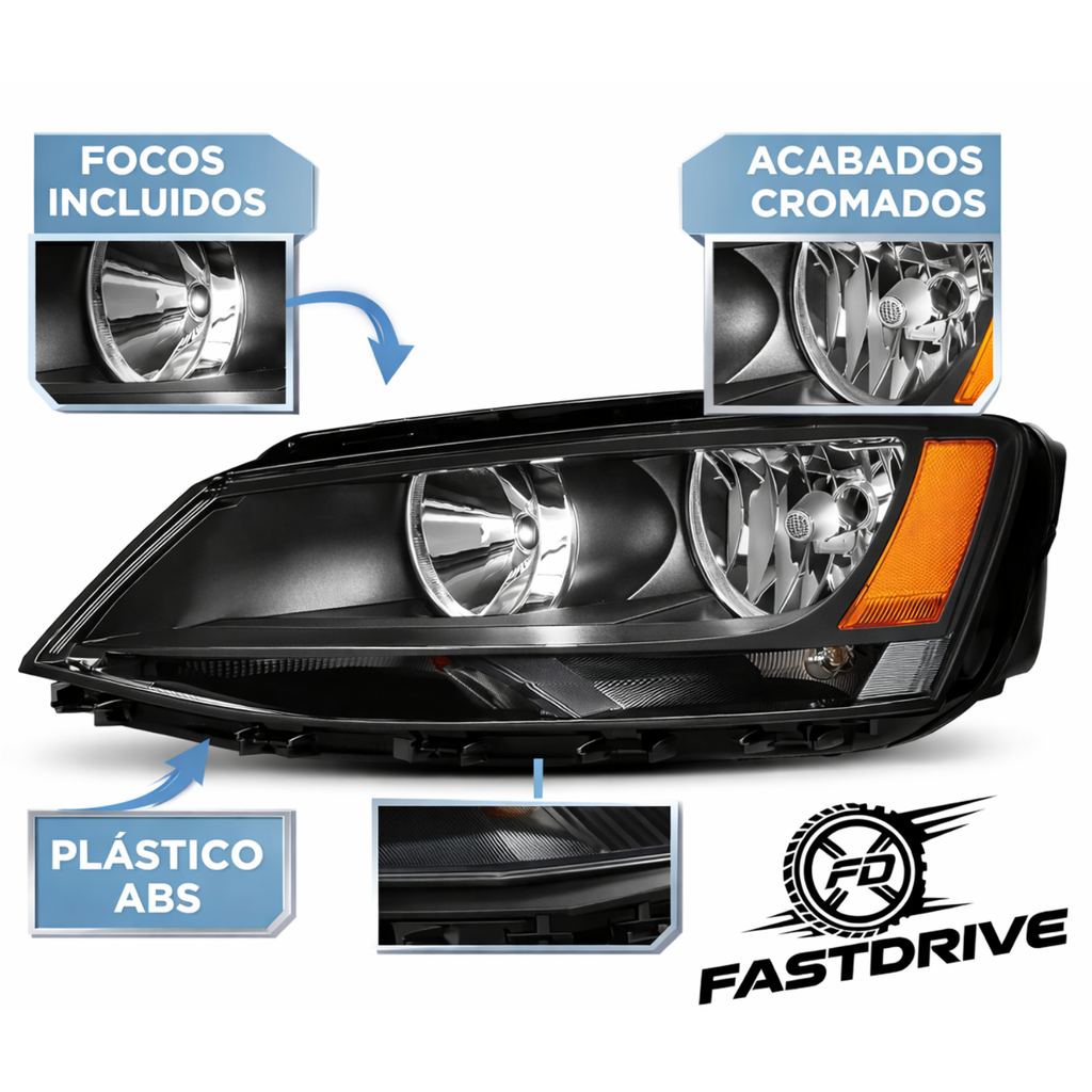 Par De Faros Delanteros Jetta Mk6 2011 A 2018 Doble Foco