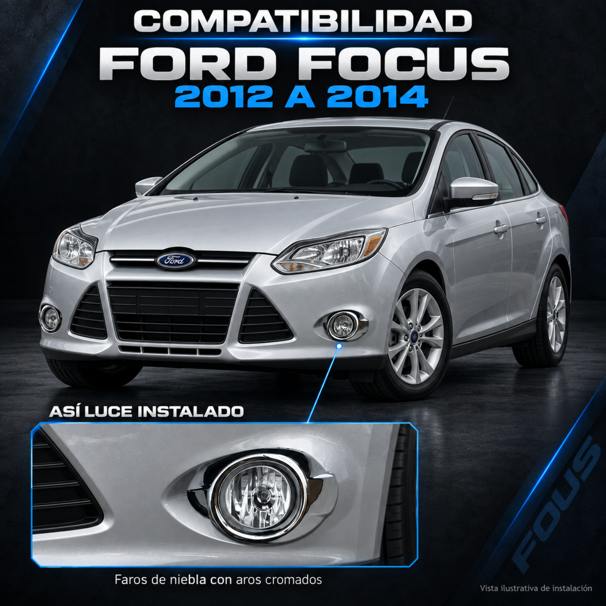 Kit de Faros de Niebla para Focus 2012 a 2014 Tipo Original