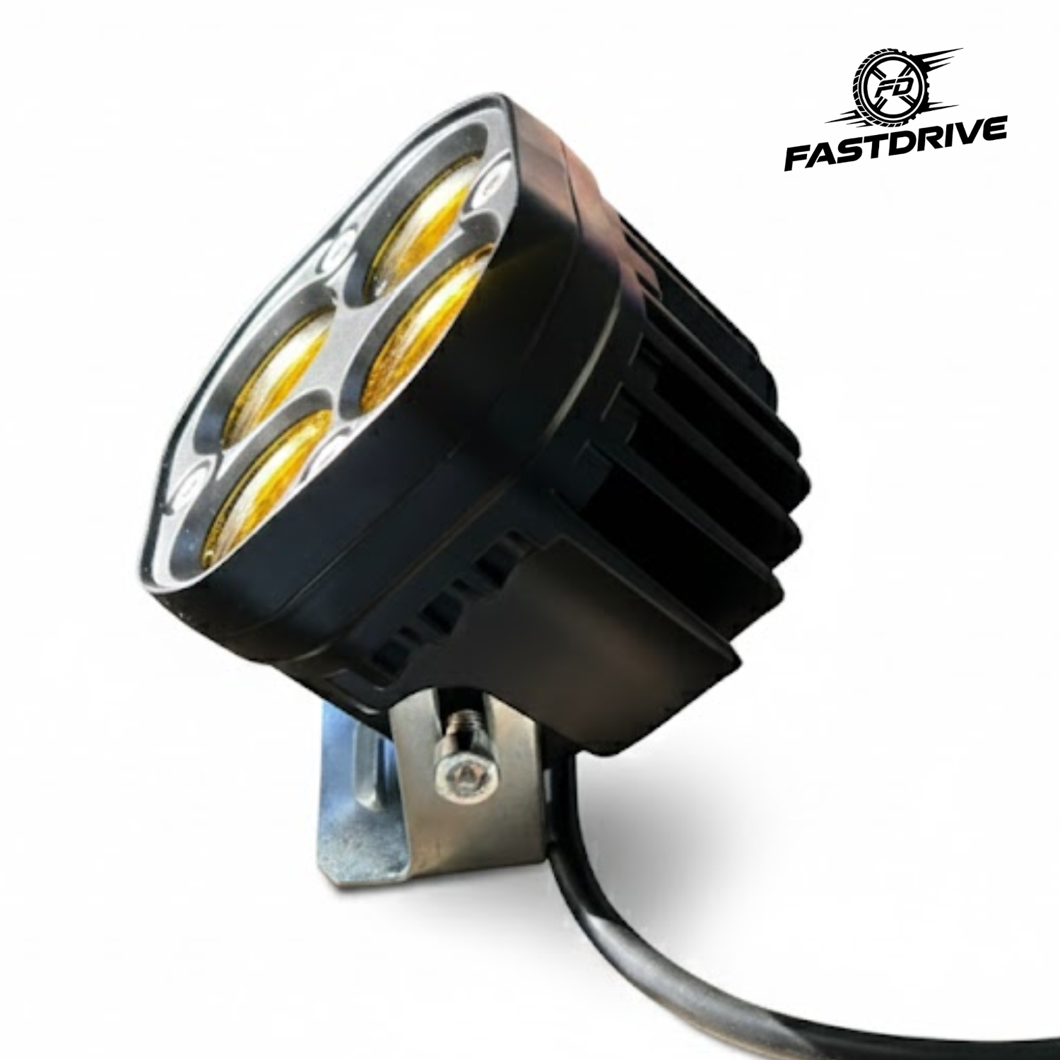 Par Faro Auxiliar 4 Led 40w Cuadrado Amarillo Luz Fija Lupa
