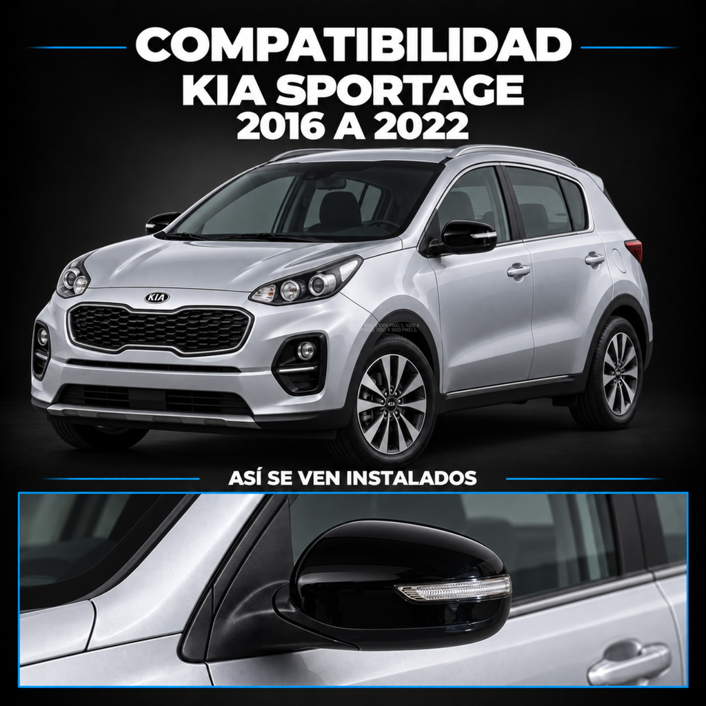 Par de Espejos Eléctricos con Direccional para Kia Sportage 2016 a 2022 de 6 Pines