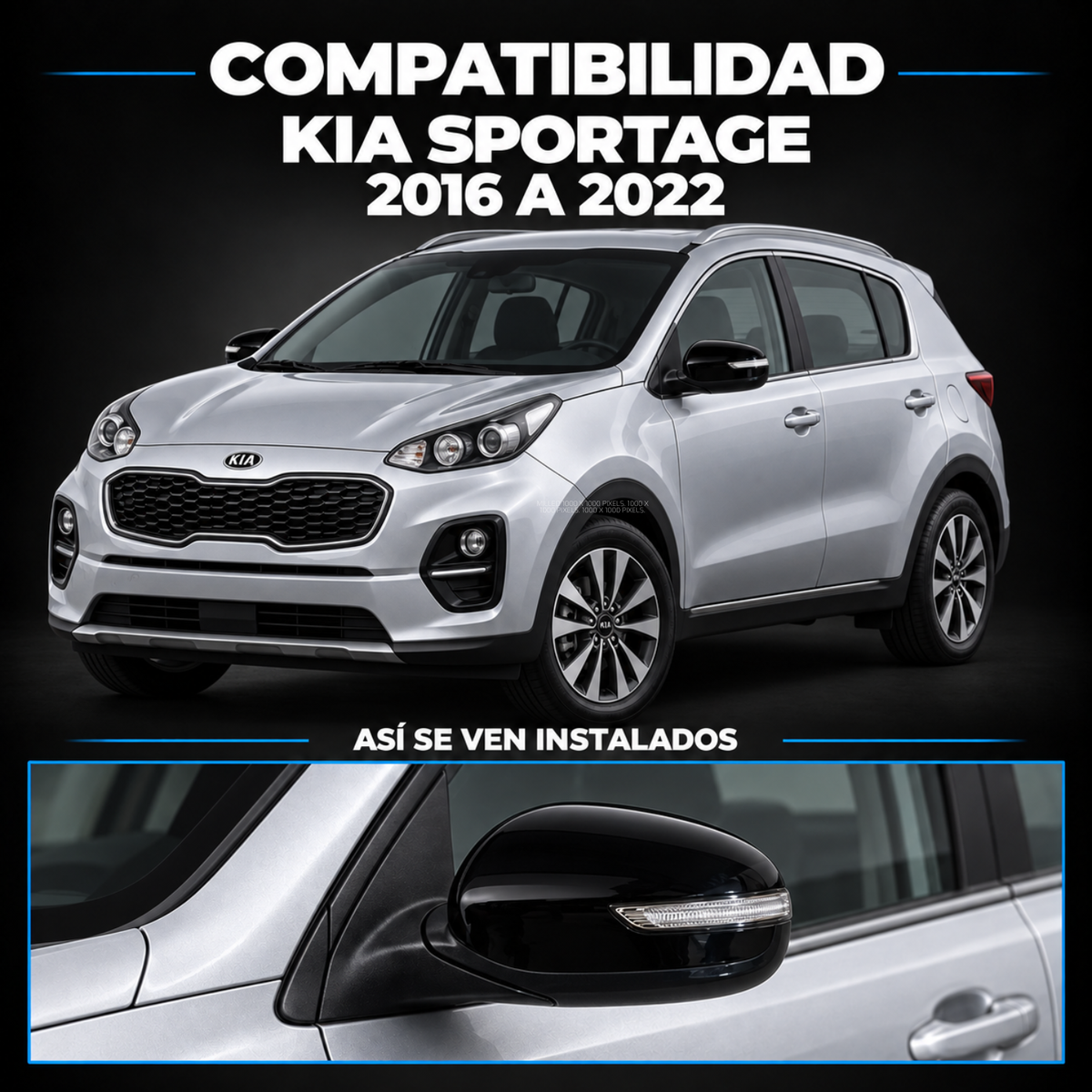 Par de Espejos Eléctricos con Direccional para Kia Sportage 2016 a 2022 de 6 Pines