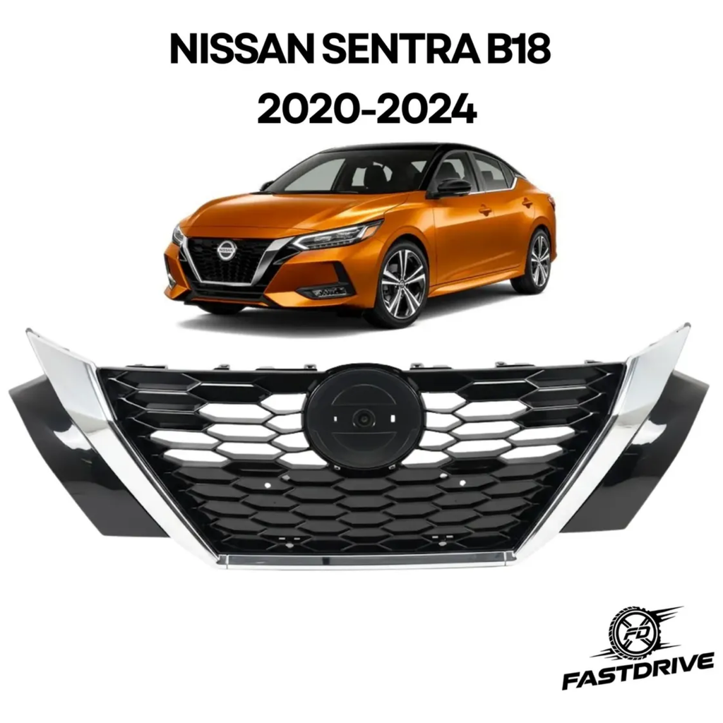 Parrilla Delantera Cromada para Nissan Sentra B18 2020 a 2024