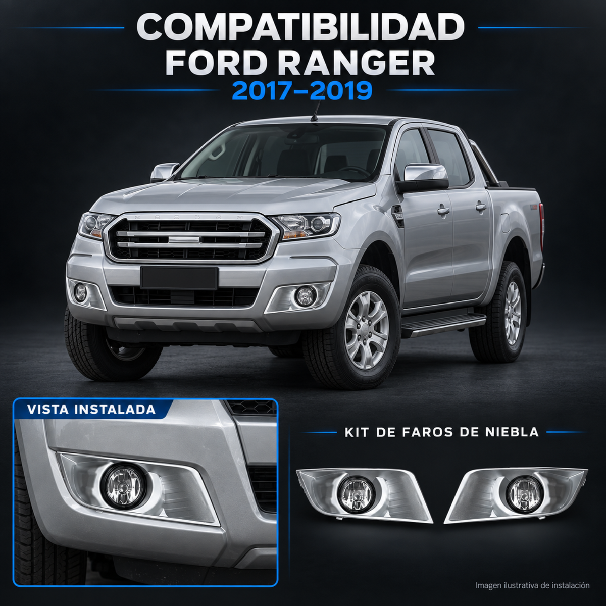 Kit de Faros de Niebla para Ranger 2017 a 2019 Tipo Original H11
