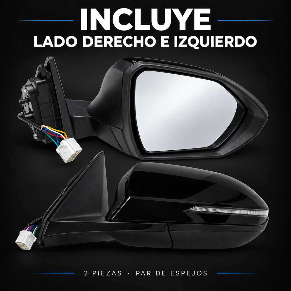 Par de Espejos Laterales Eléctricos para Hyundai Tucson 2022 a 2025, 8 Pines