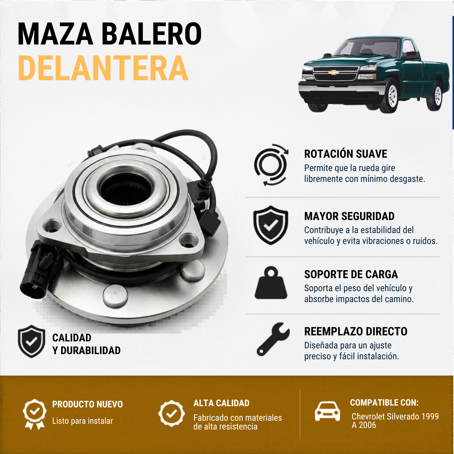 Kit 2 Mazas Balero Delantera Suburban 1500 1999 A 2006