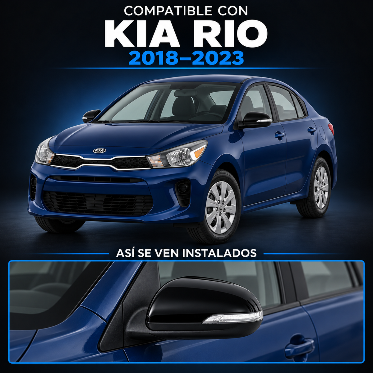 Par de Espejos Eléctricos para Kia Rio 2018 a 2023 de 5 Pines
