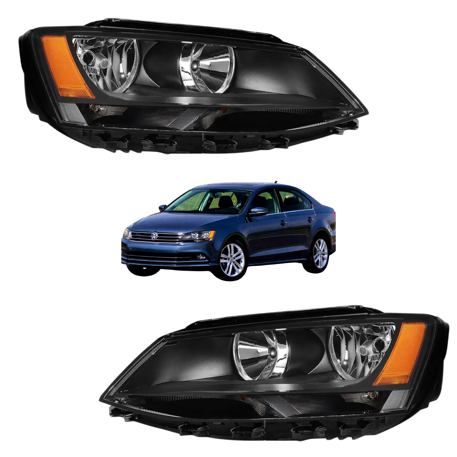Par De Faros Delanteros Jetta Mk6 2011 A 2018 Doble Foco