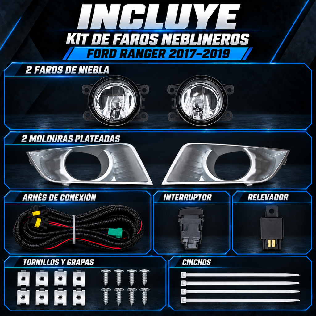 Kit de Faros de Niebla para Ranger 2017 a 2019 Tipo Original H11