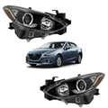 Par De Faros Para Mazda 3 2014 A 2016 Con Lupa Fondo Negro