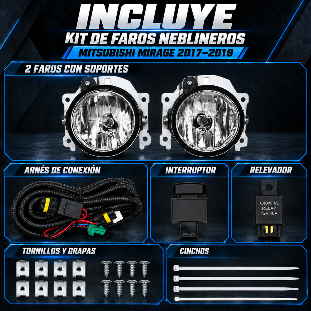 Kit de Faros de Niebla para Mitsubishi Mirage 2017 a 2019 Tipo Original H16