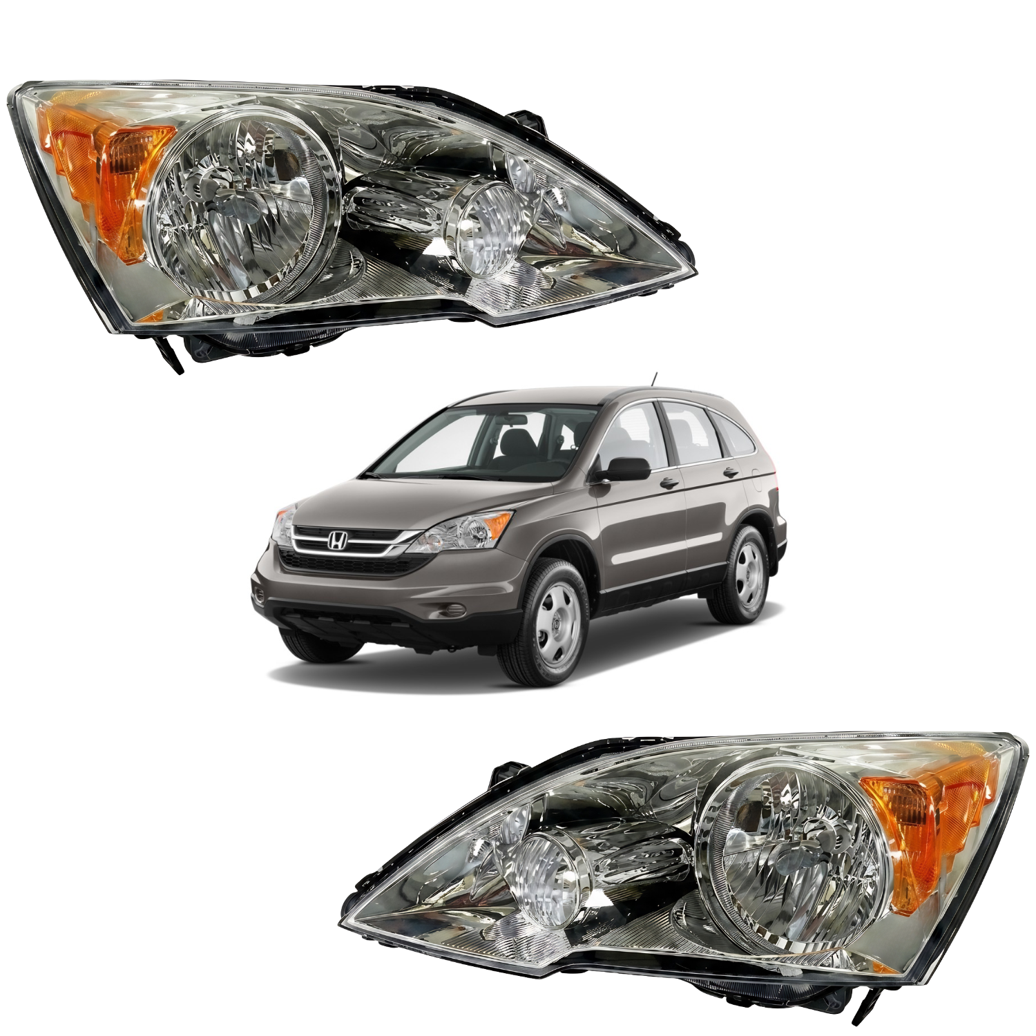 Par De Faros Para Honda Crv 2007 A 2011 Fondo Cromado