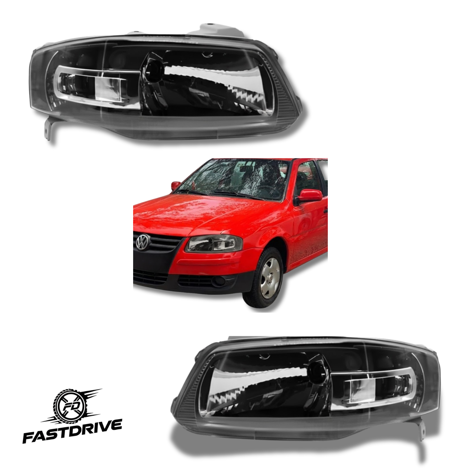 Par De Faros Vw Pointer Gt Fondo Negro 2006 A 2009 Fastdrive