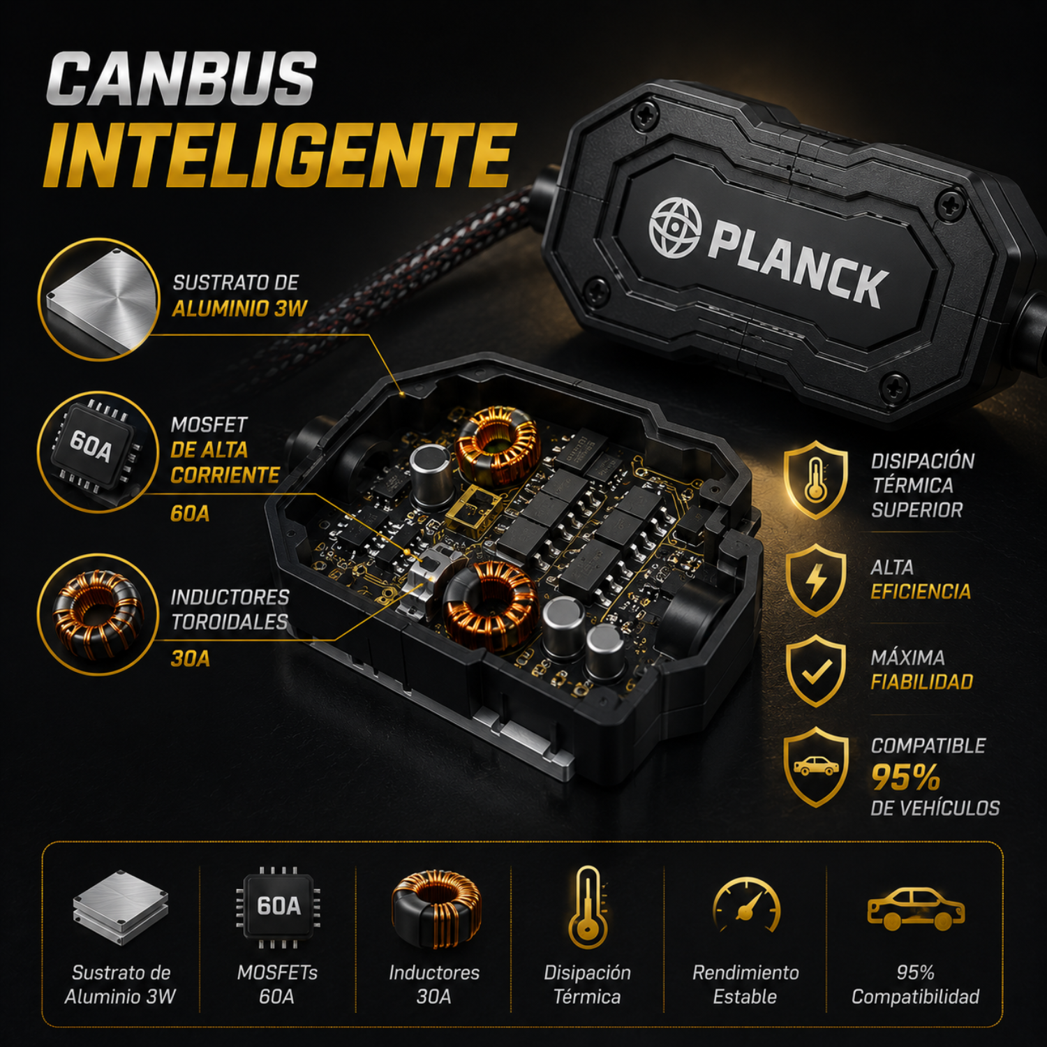Kit Focos Led Planck Pk8 90w Con Chip De Oro Csp Canbus Ip65
