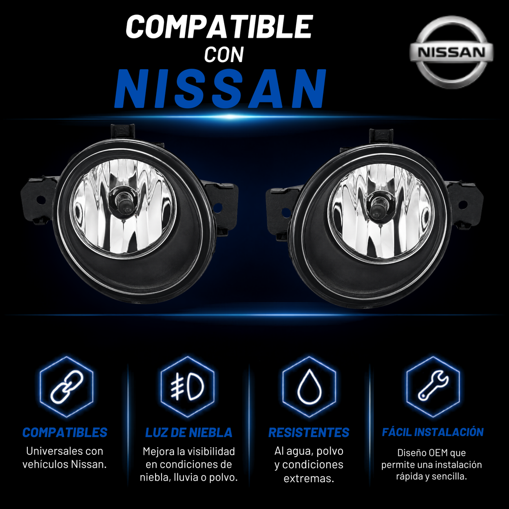 Par de Faros de Niebla para Versa 2012 a 2019 y Sentra 2013 a 2017