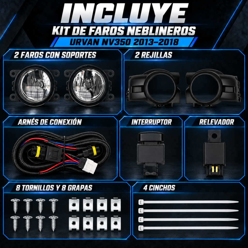 Kit de Faros de Niebla Tipo Original para Nissan Urvan NV350 2013 a 2018