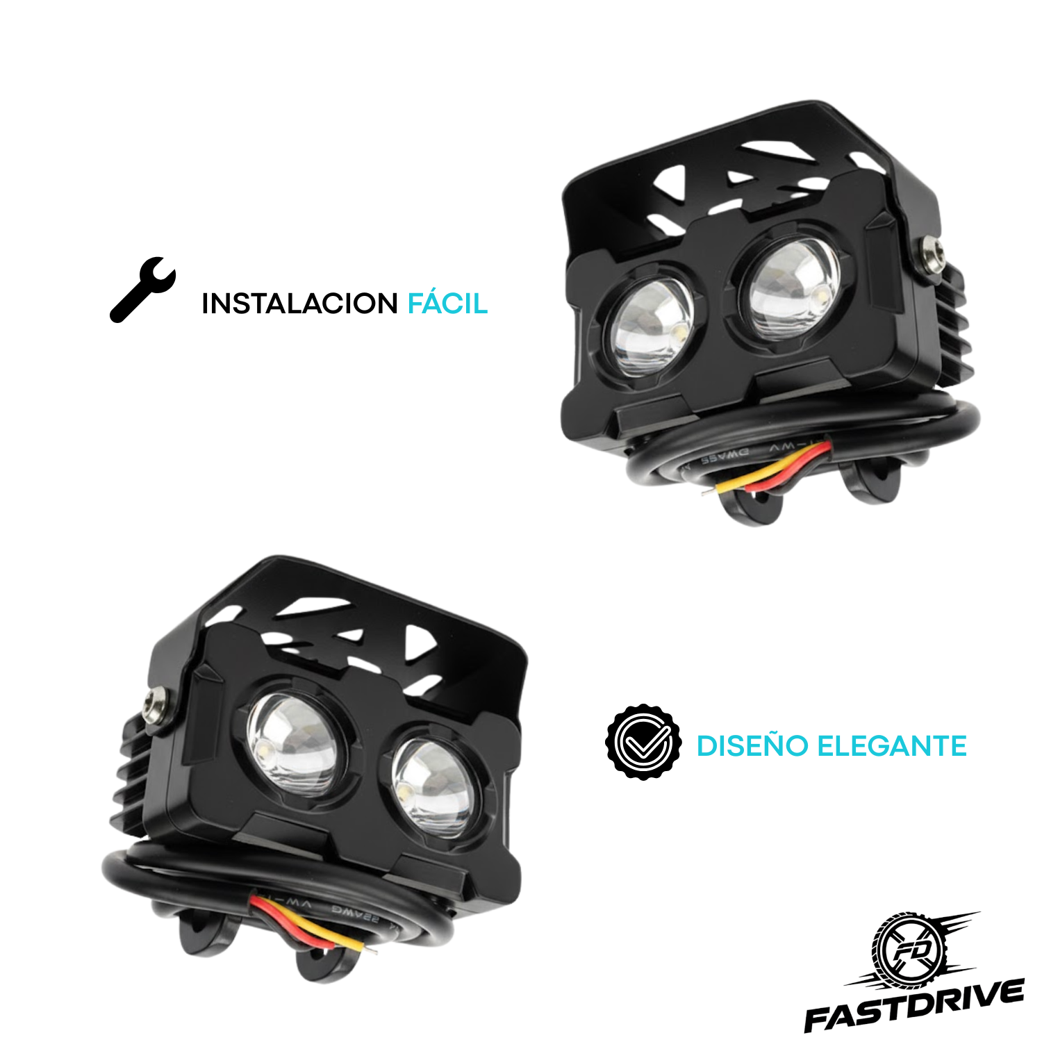 Par De Faros Auxiliares Lupa Doble Color Luz Auto/moto/Trailer/Camioneta