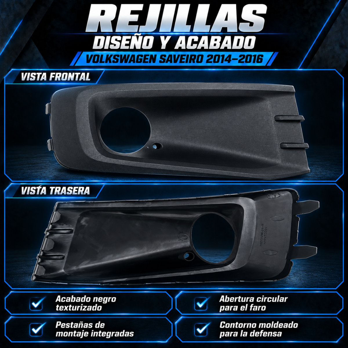 Kit de Faros de Niebla con Focos para Volkswagen Saveiro 2014 a 2016