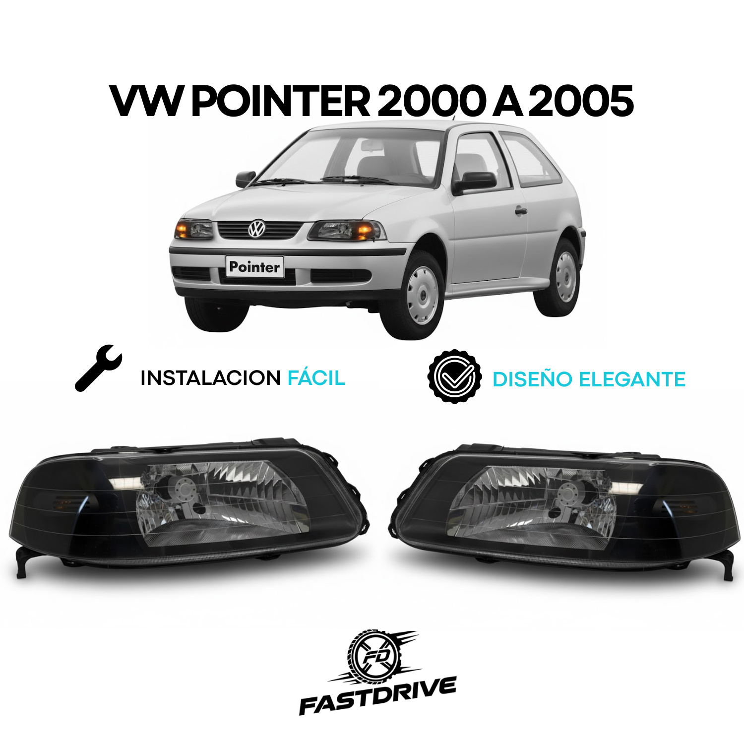 Par Faros Pointer 2000 A 2005 Fondo Negro Con foco Fastdrive